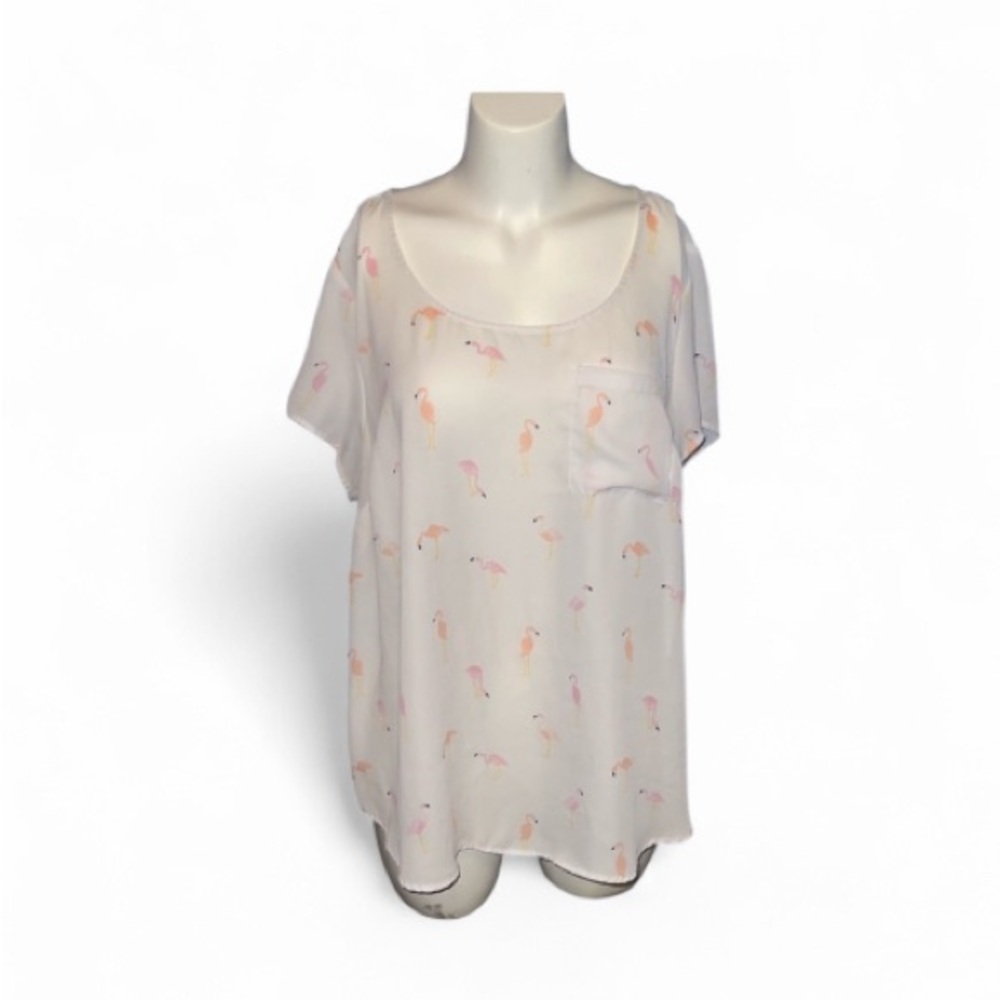 Torrid Abbey Georgette Button Back Short Sleeve Blouse- Size 1